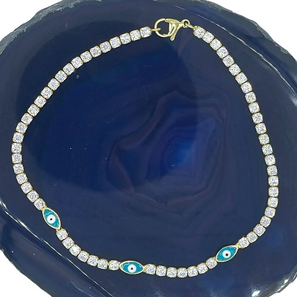 Evil Eye Anklet 14K Gold Plated
